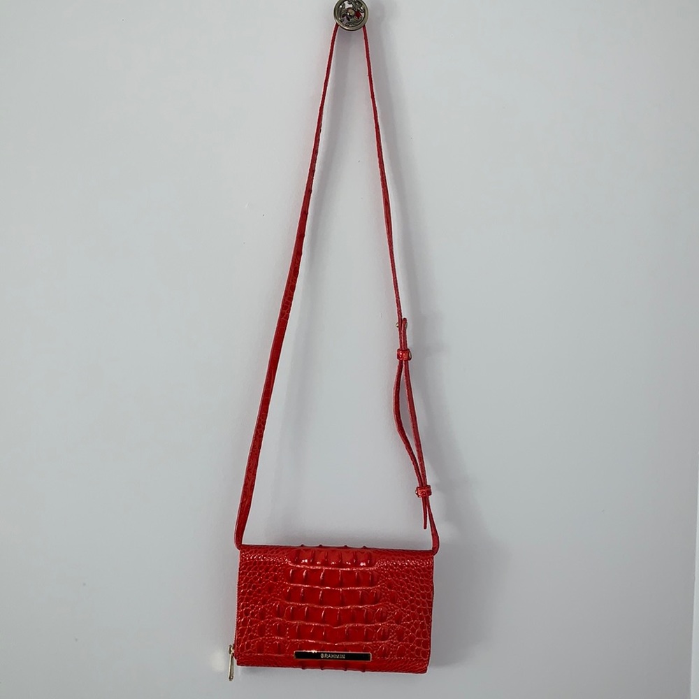 New Wallet with Crossbody Strap by Brahmin. Red Leather.